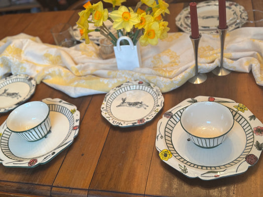 Striped Bunny Dish Set