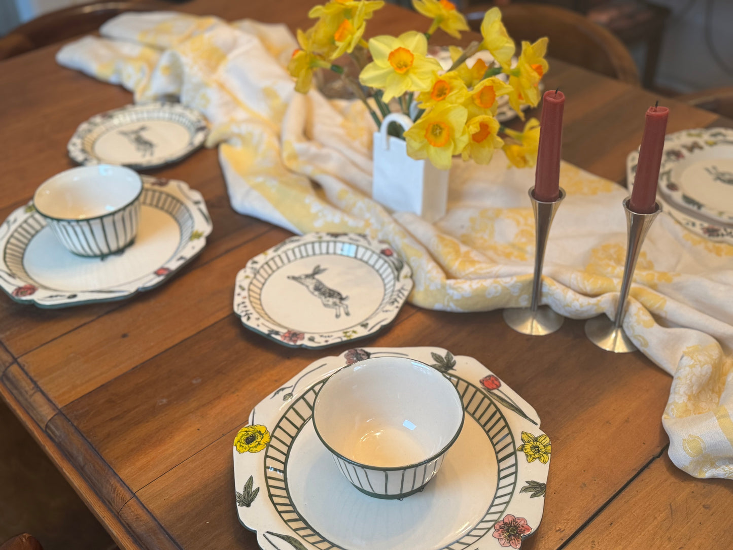 Striped Bunny Dish Set