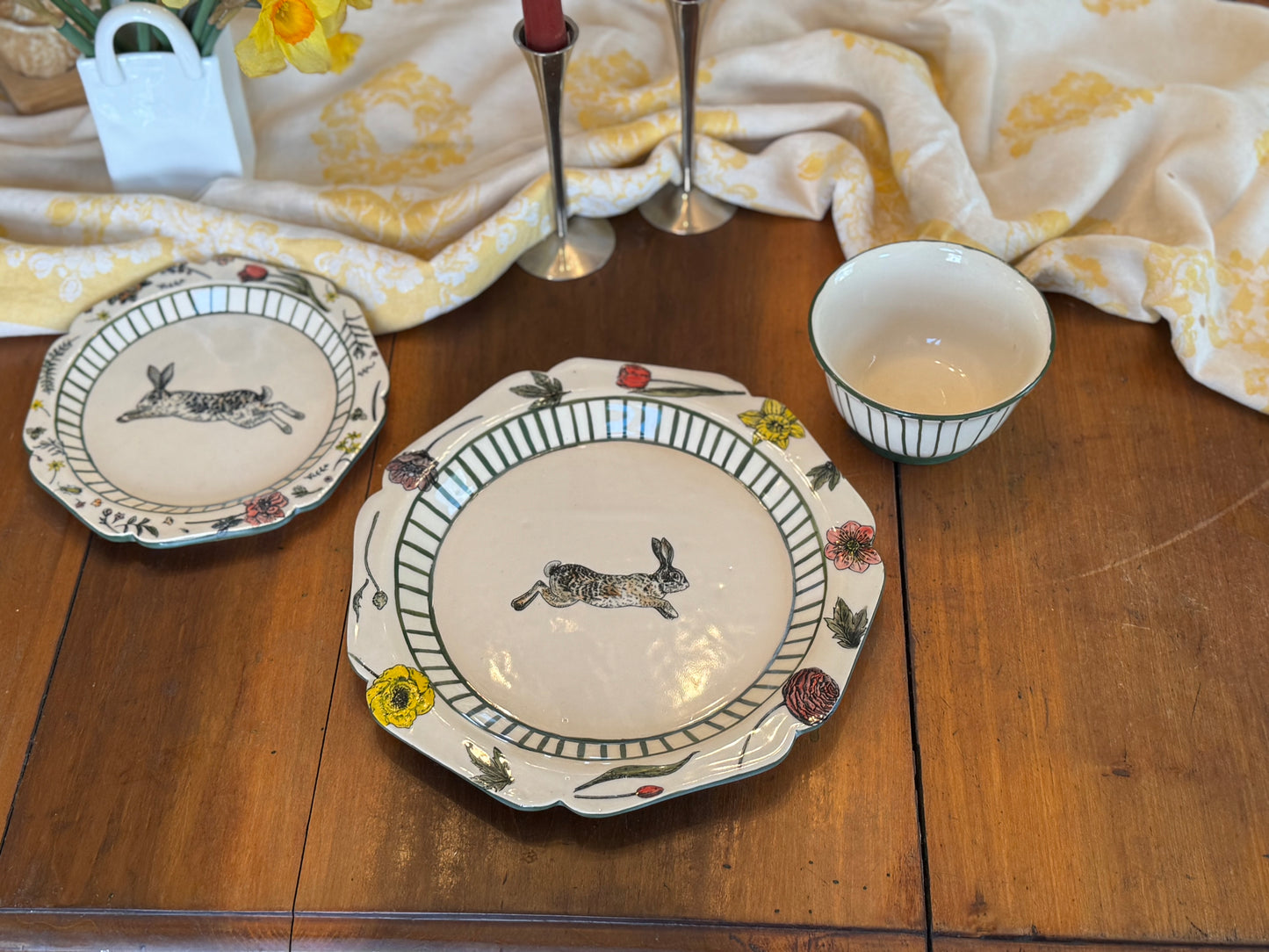 Striped Bunny Dish Set