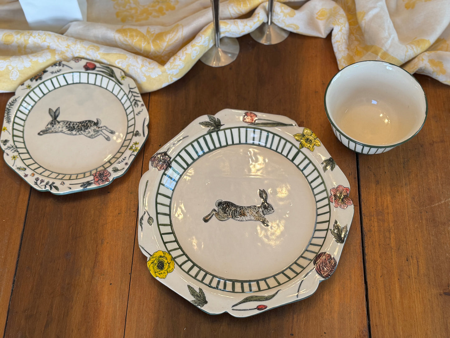 Striped Bunny Dish Set