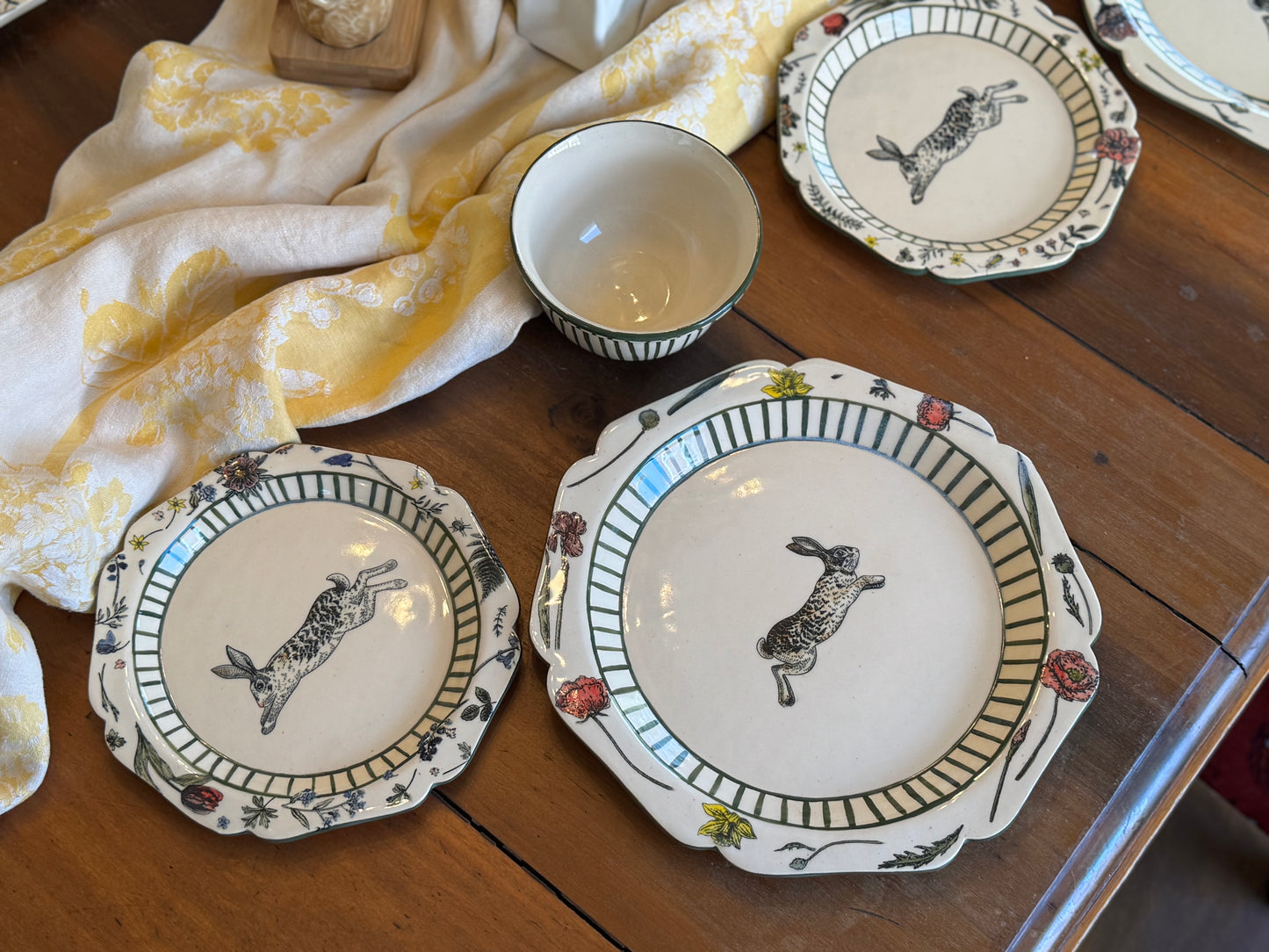 Striped Bunny Dish Set