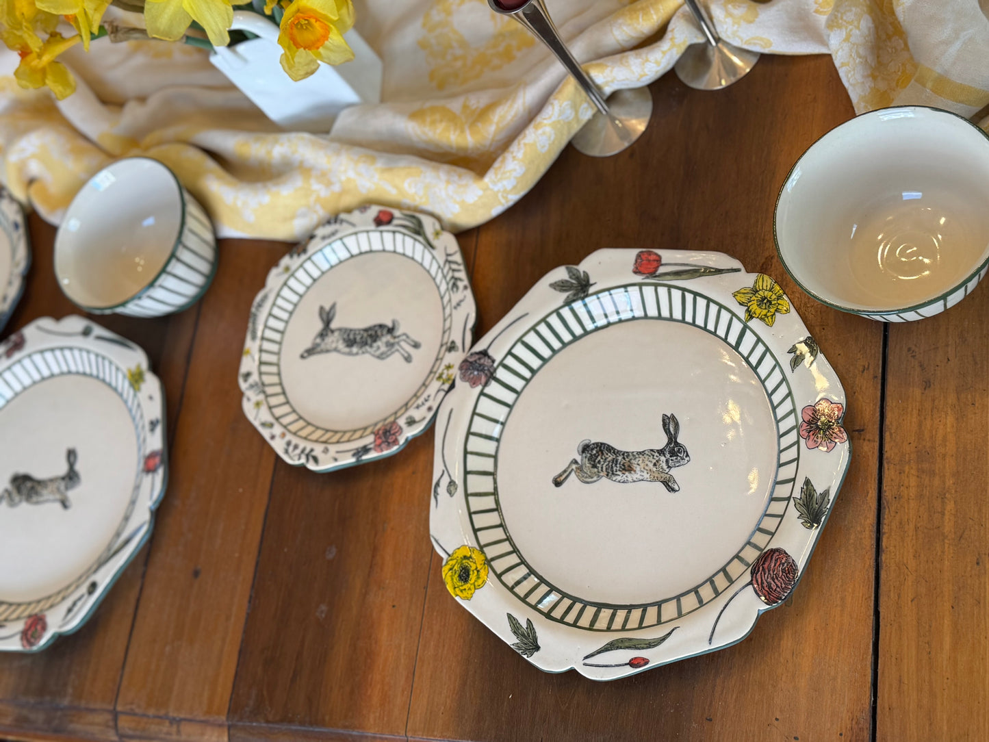 Striped Bunny Dish Set